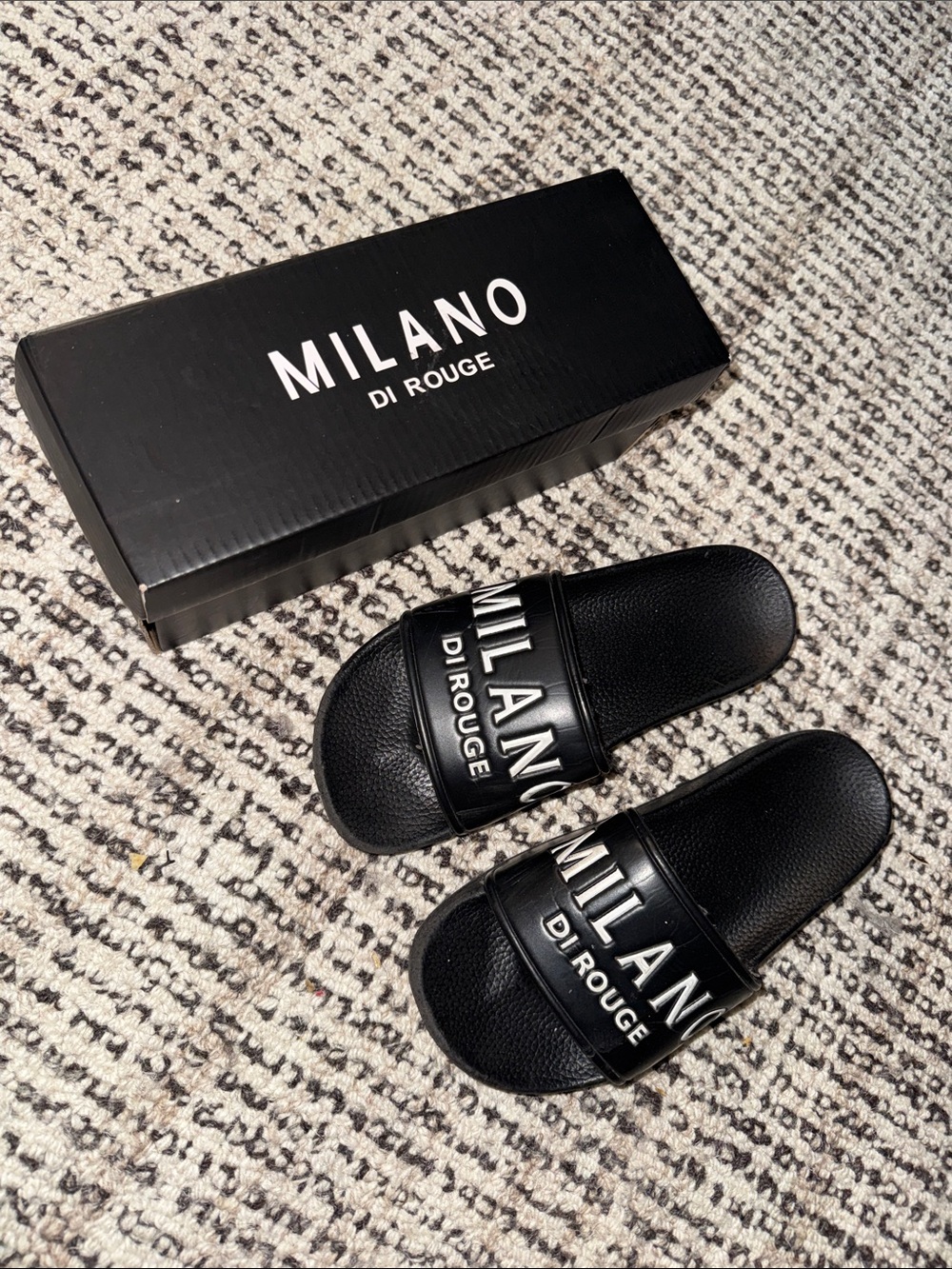 Milano Di Rouge Black Logo Slide Sandals